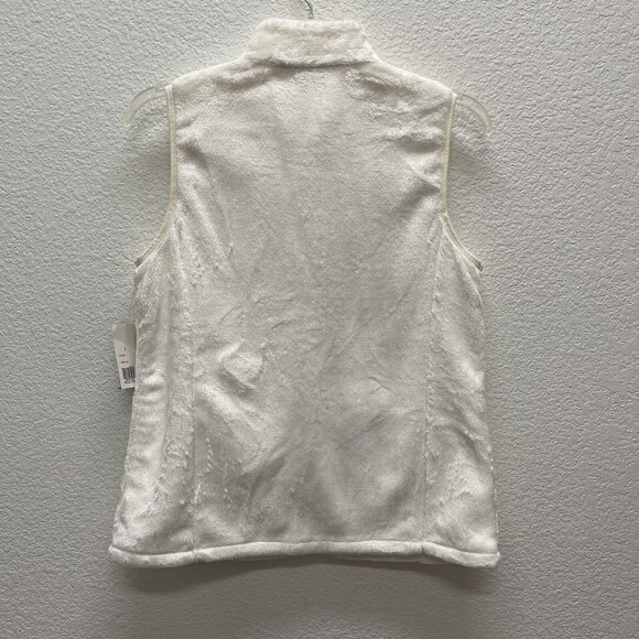 KIM ROGERS Women's Sz Small SM S Ivory Fleece Vest Full Zip With Pockets - Picture 2 of 5